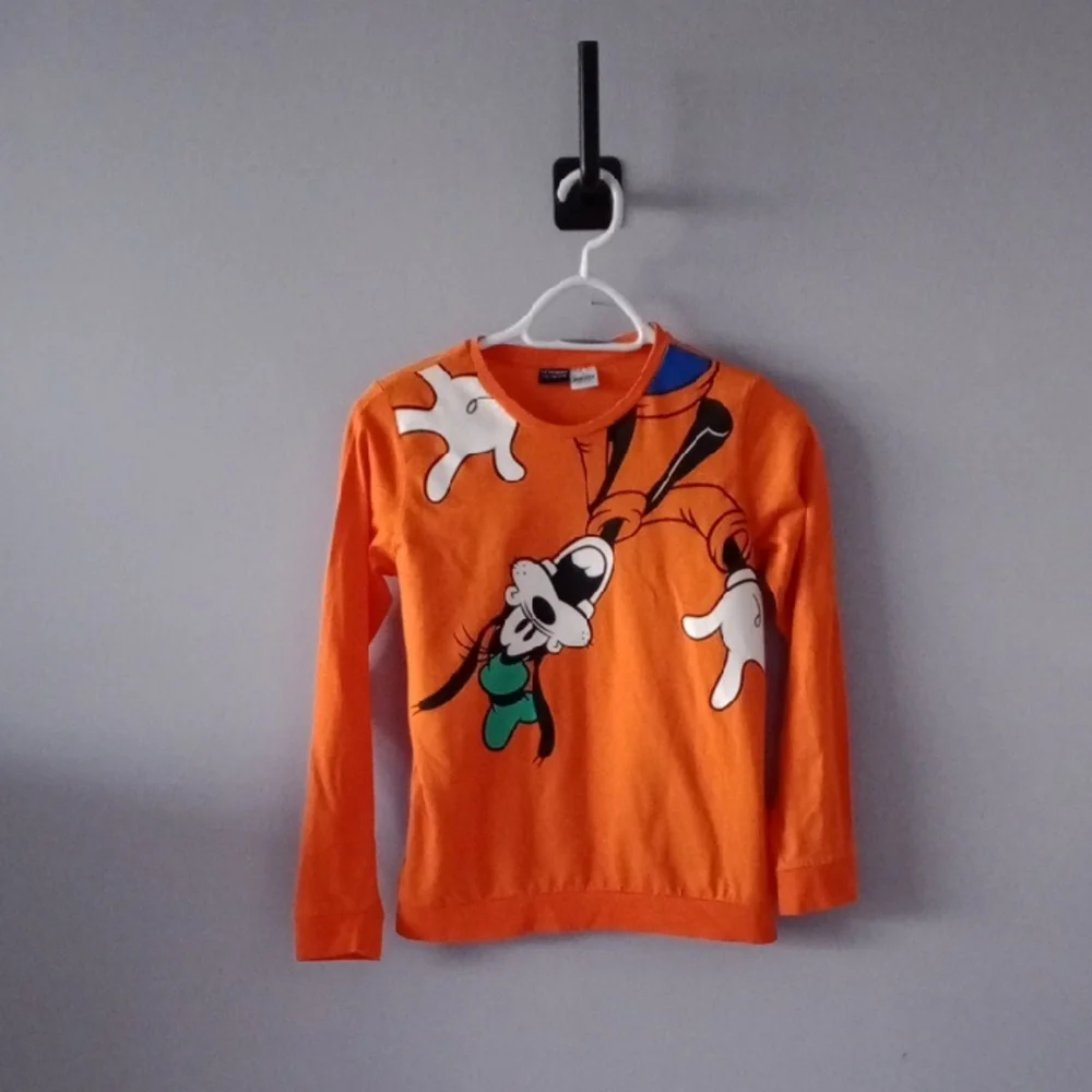 Bright Orange Long Sleeve Tee with Festive Design - Picture 1 of 6